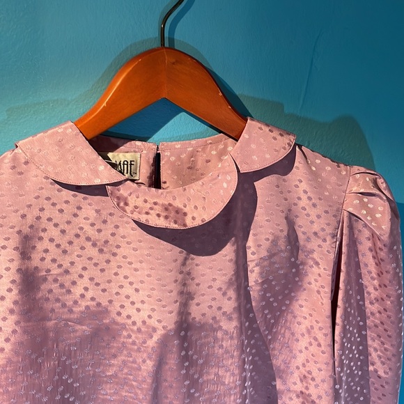 VINTAGE statement collar blush polka-dot outfit small - Picture 2 of 10